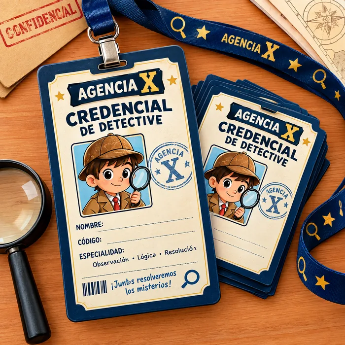 Credencial de Detective de la Agencia X para imprimir